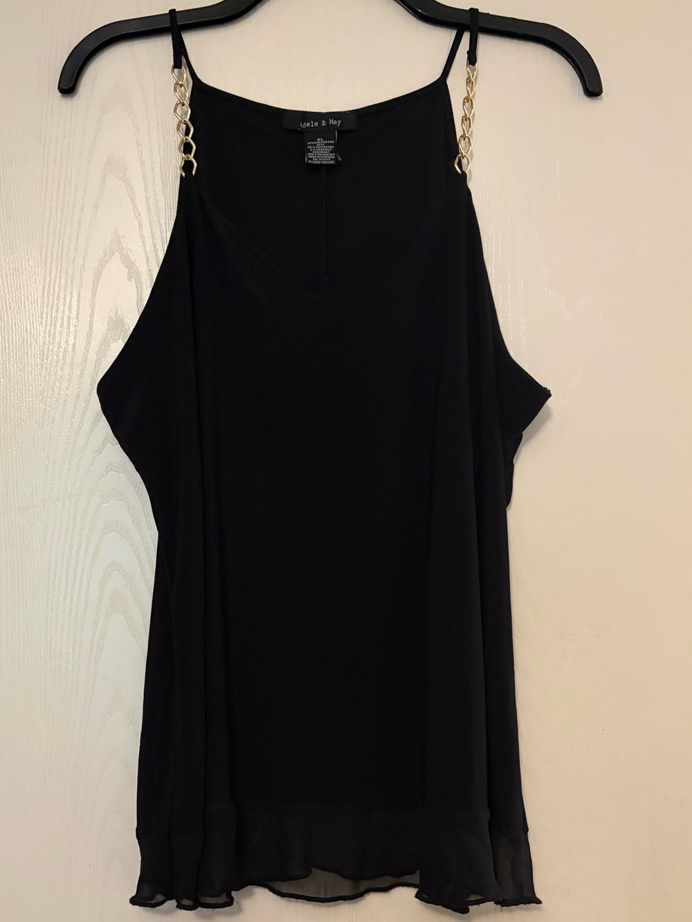 Womens Black Chain-Strap Chiffon Camisole by Lane & May